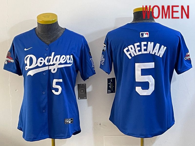 Women Los Angeles Dodgers #5 Freeman Blue Game 2024 Nike MLB Jersey style 12052